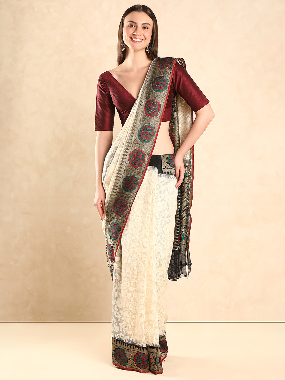 Padded V Neck Silk Saree Blouse