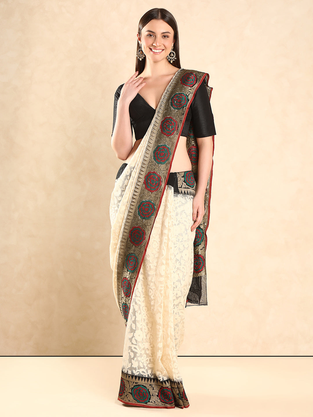 Padded V Neck Silk Saree Blouse