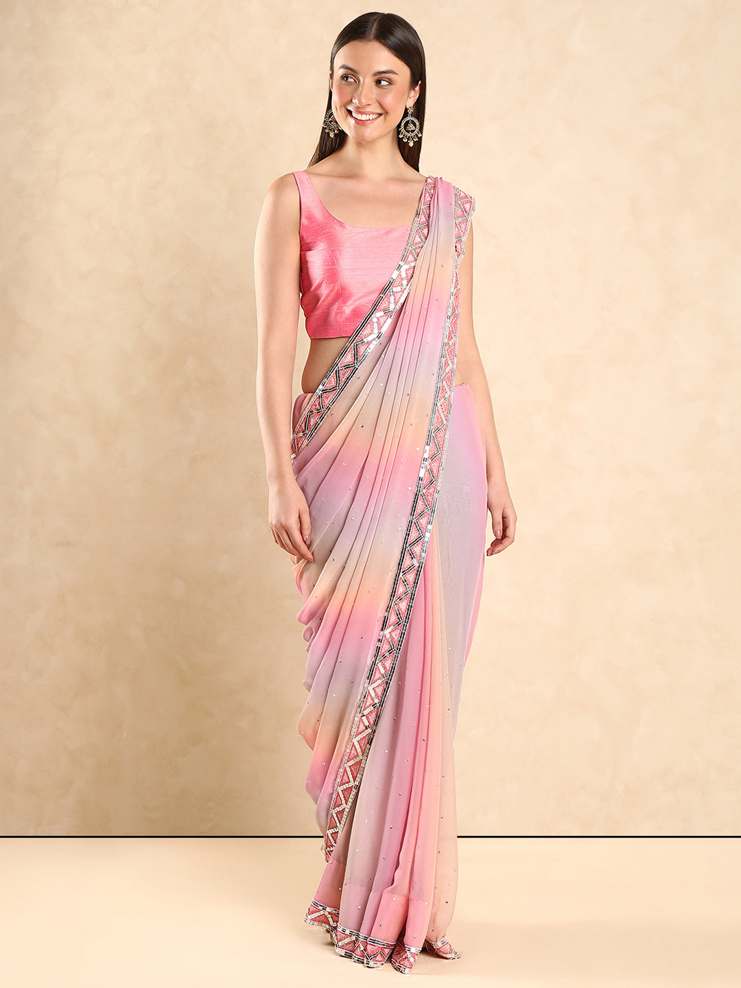 Raw Silk Pink Padded Saree Blouse