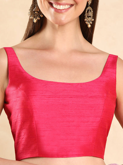Raw Silk Dark Rani Padded Saree Blouse