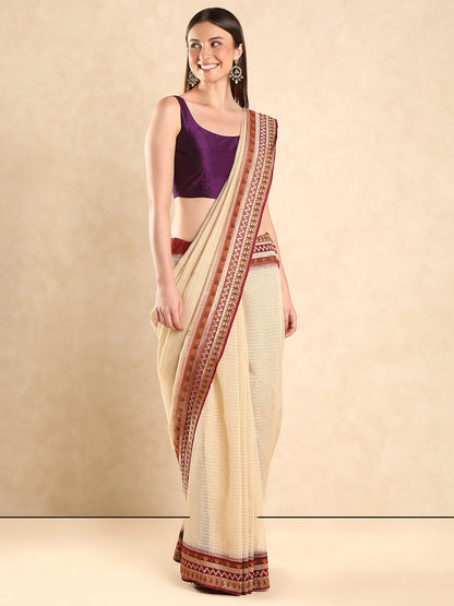 Raw Silk Purple Padded Saree Blouse