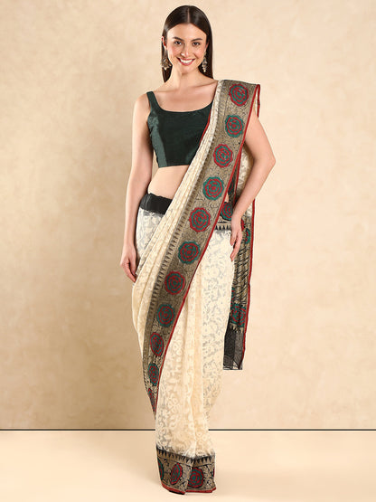 Raw Silk Green Padded Saree Blouse