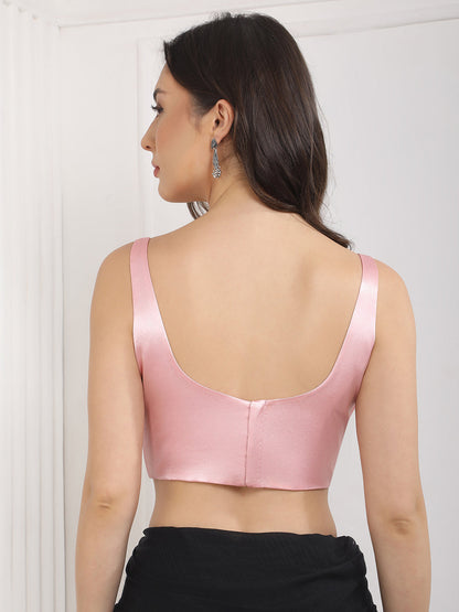 Women's Satin Sleeveless Round Neck Blouse