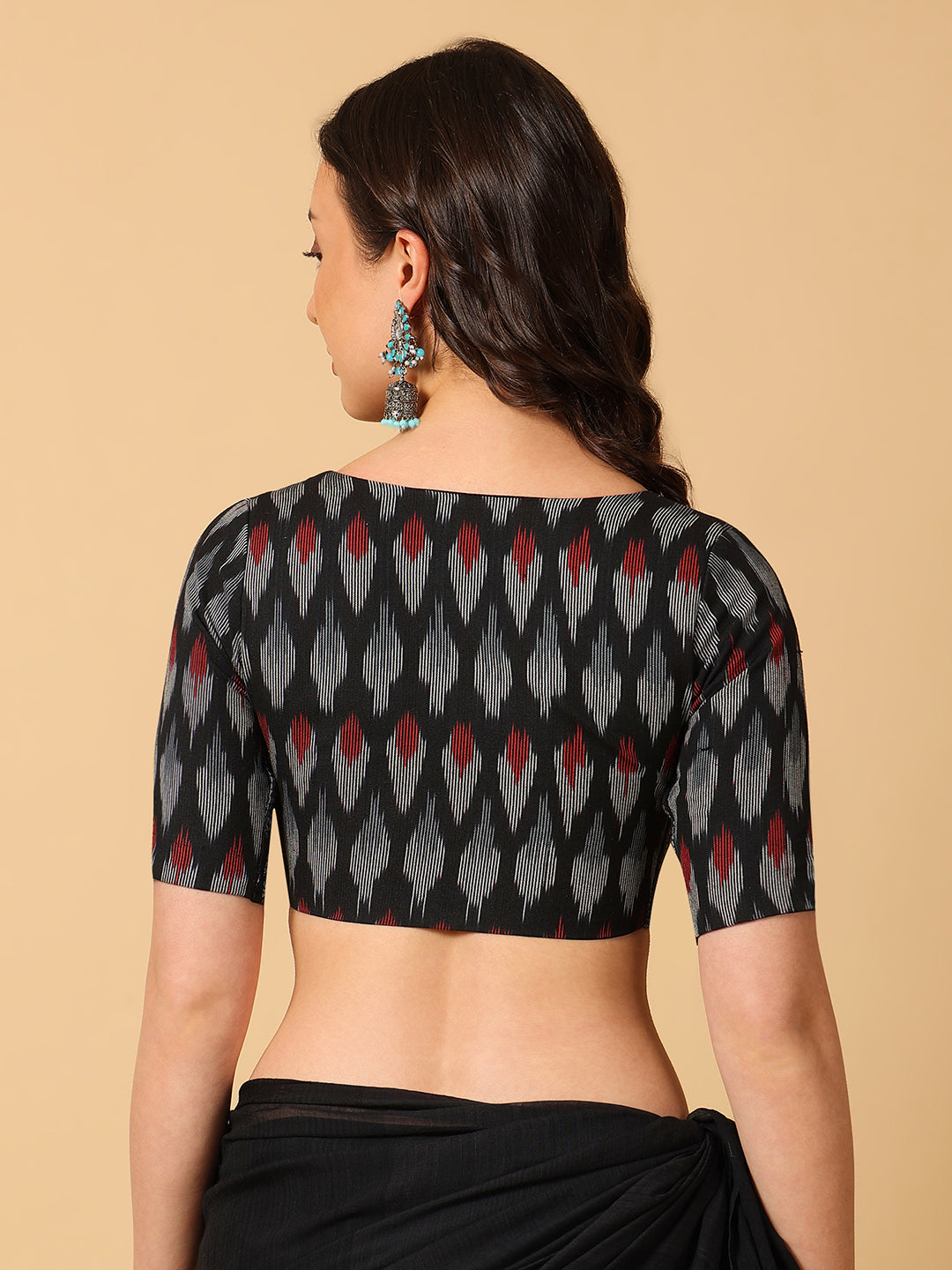 Ikkat Print Stretchable Saree Blouse