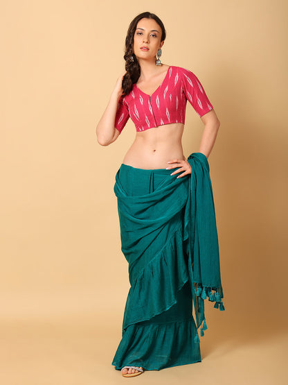 Ikkat Print Stretchable Saree Blouse