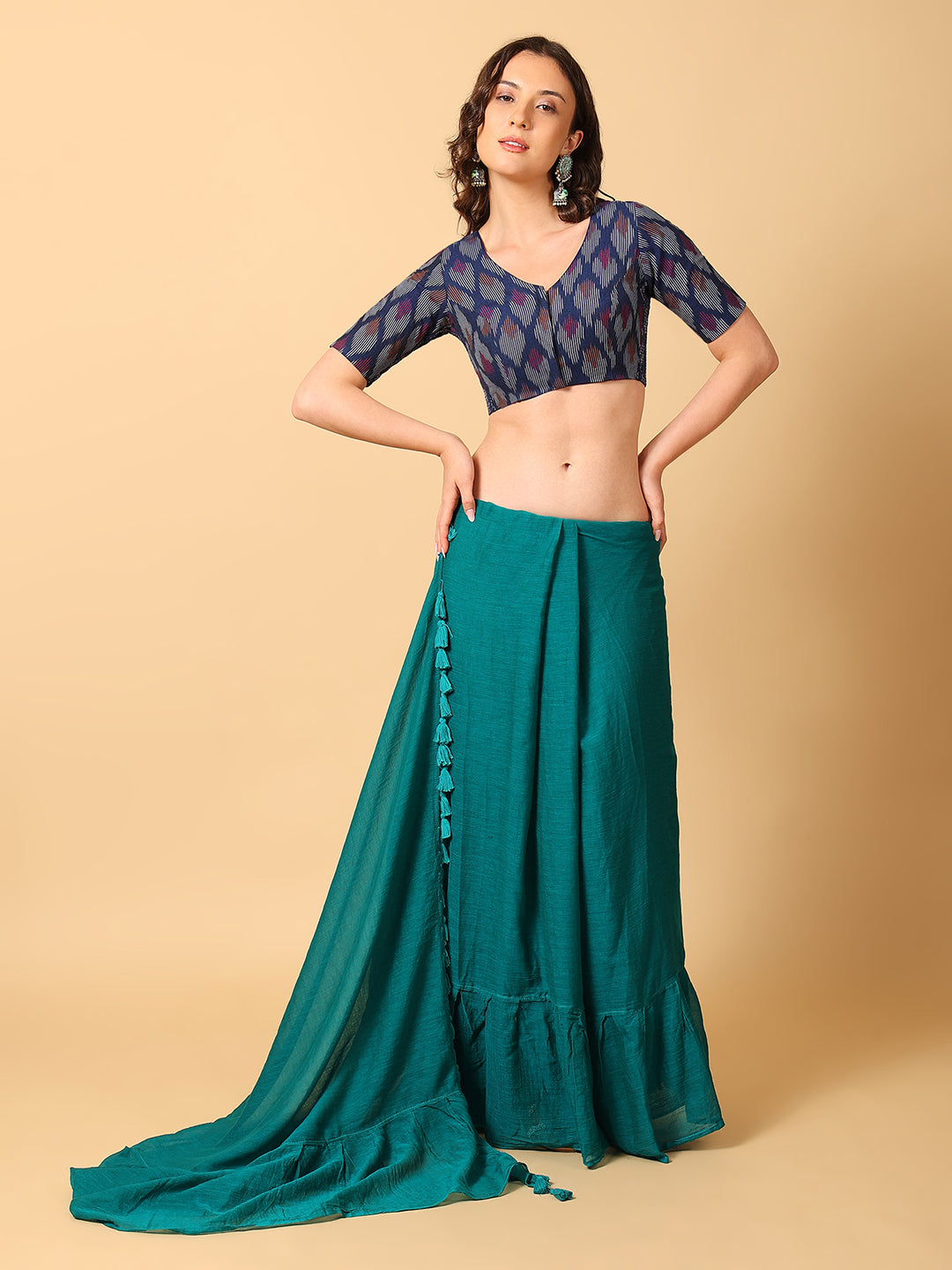 Ikkat Print Stretchable Saree Blouse