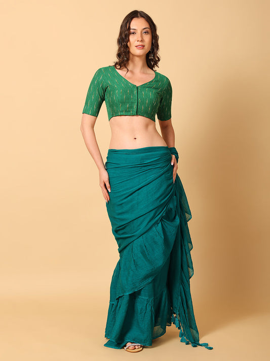 Ikkat Print Stretchable Saree Blouse