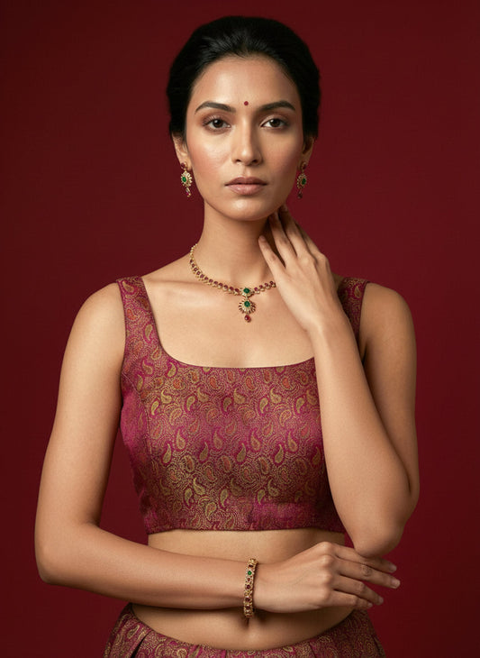 Women's Paisley Floral Design Saree Blouse