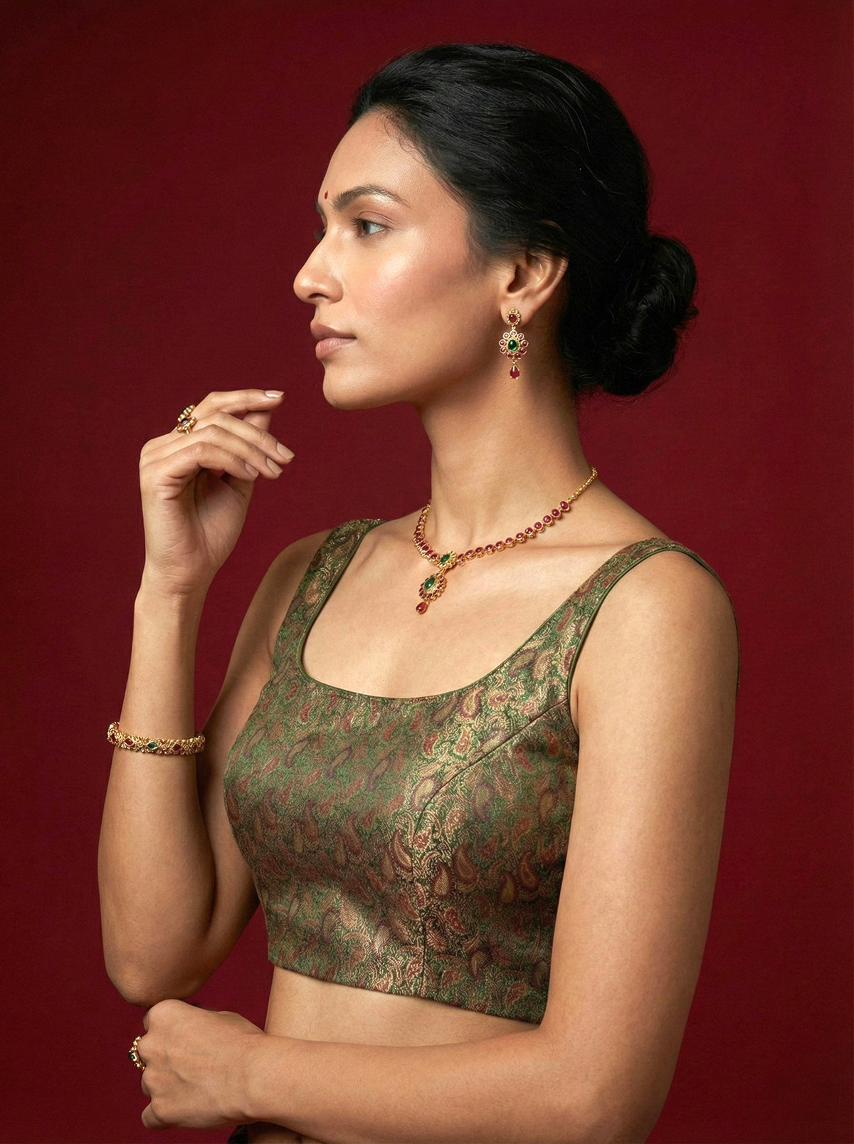 Women's Paisley Floral Design Saree Blouse
