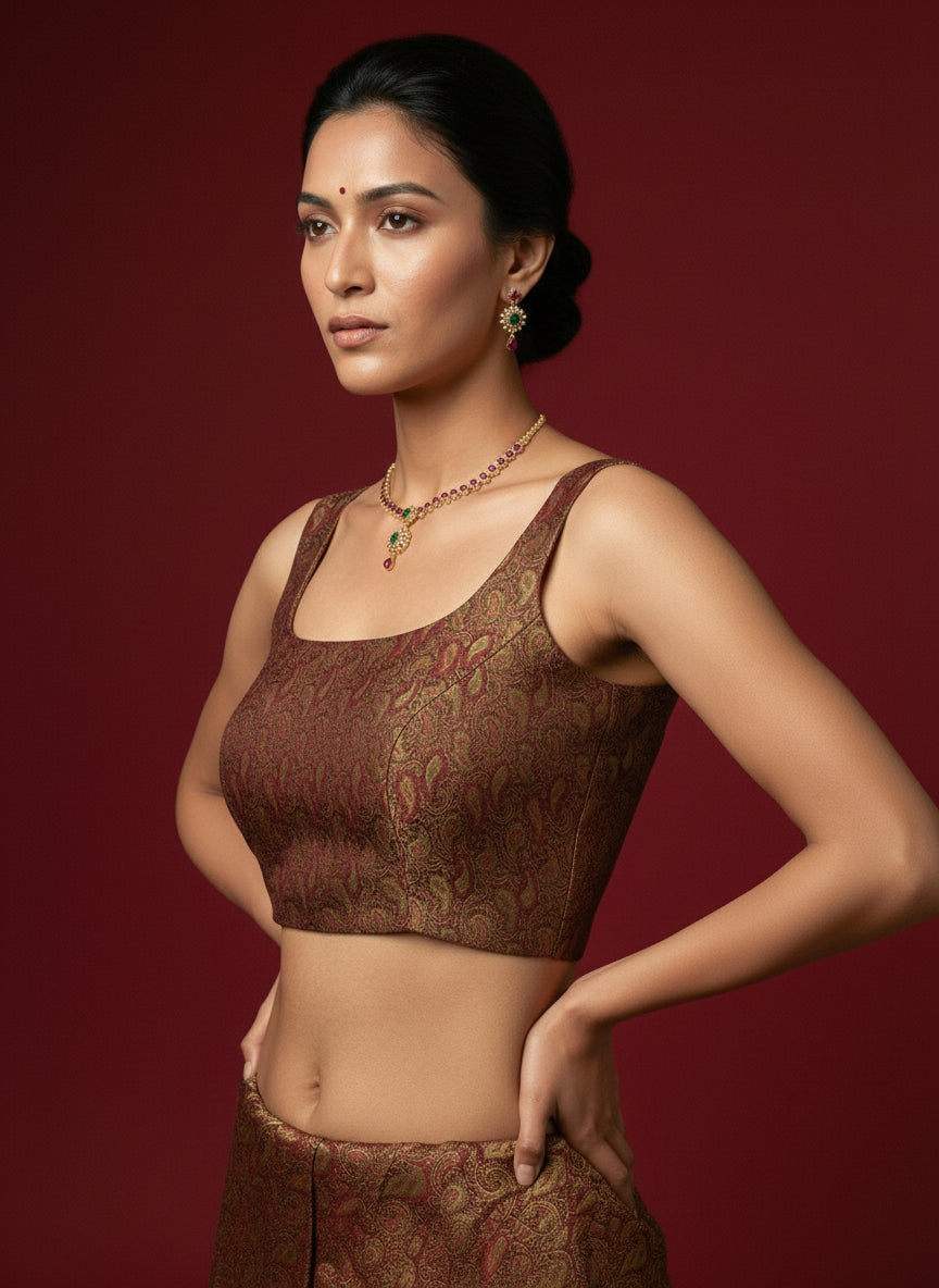 Women's Paisley Floral Design Saree Blouse