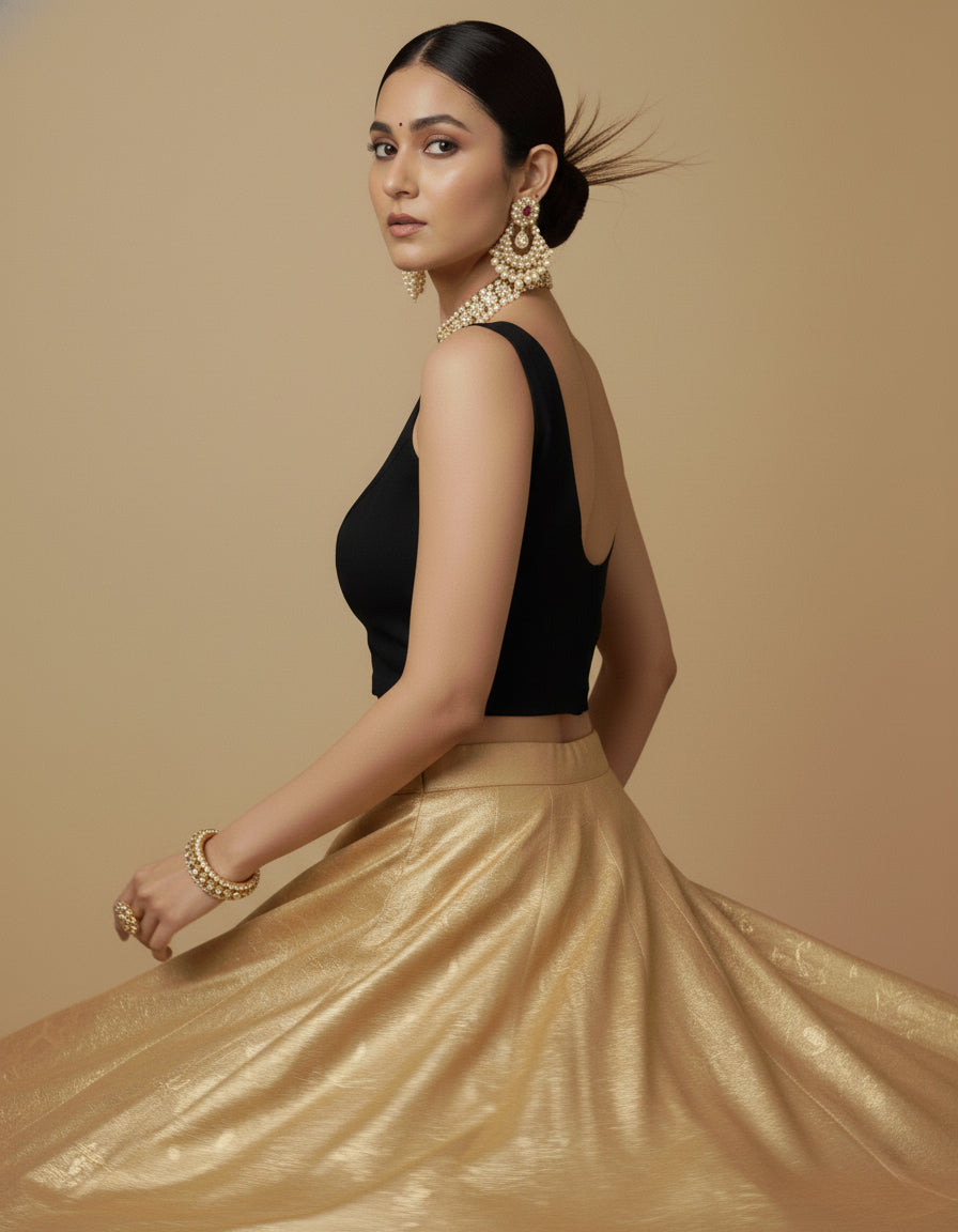 Capri Silk Padded V Neck Saree Blouse