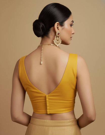 Capri Silk Padded V Neck Saree Blouse