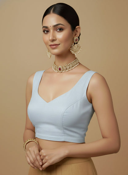 Capri Silk Padded V Neck Saree Blouse