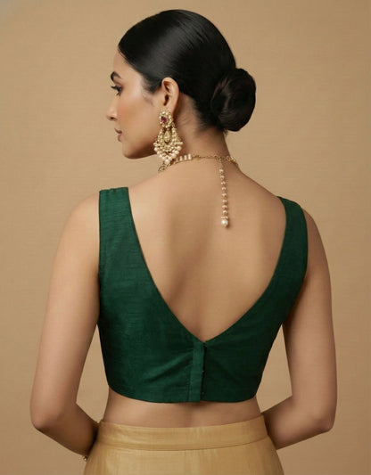 Capri Silk Padded V Neck Saree Blouse