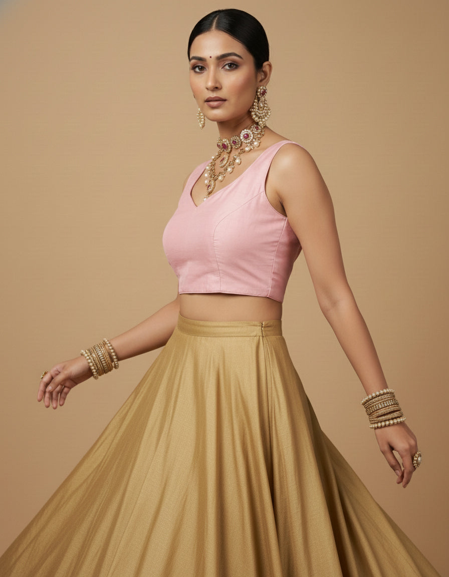 Capri Silk Padded V Neck Saree Blouse