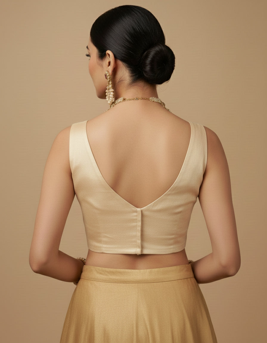 Capri Silk Padded V Neck Saree Blouse