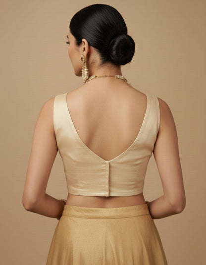 Capri Silk Padded V Neck Saree Blouse
