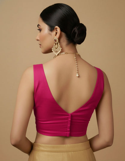 Capri Silk Padded V Neck Saree Blouse