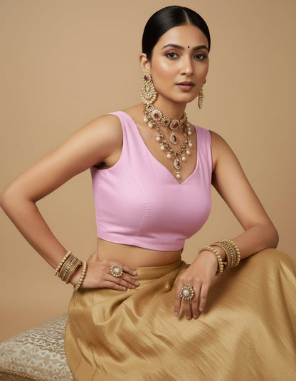 Capri Silk Padded V Neck Saree Blouse