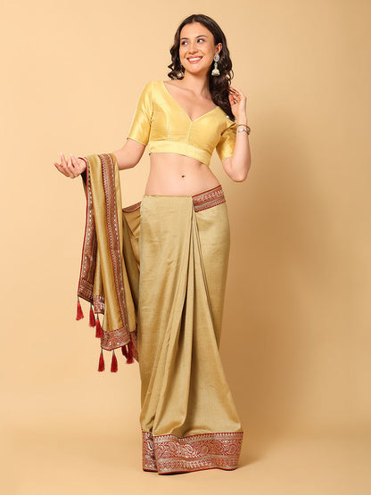 Raw Silk Solid V Neck Saree Blouse